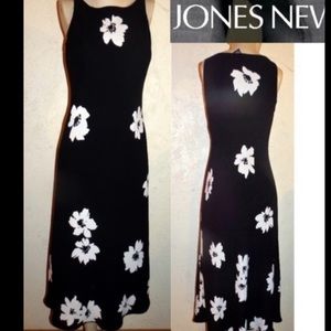 Jones New York Black & White Long Cocktail Dress